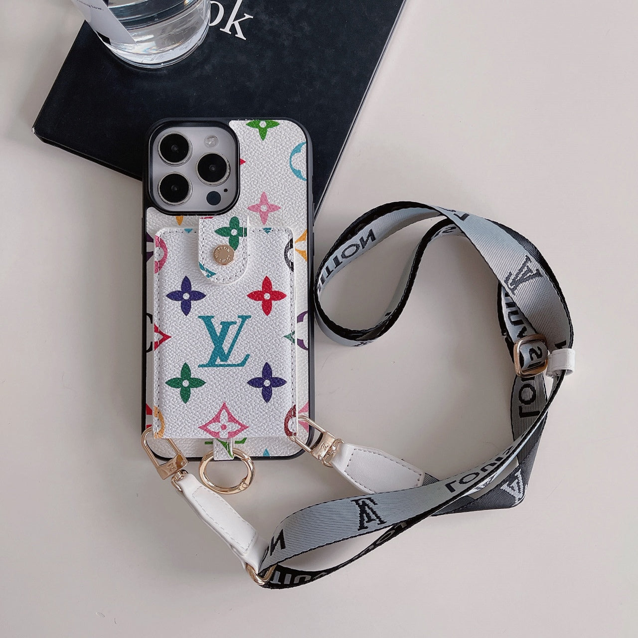 Classic Print Leather Card Crossbody Case
