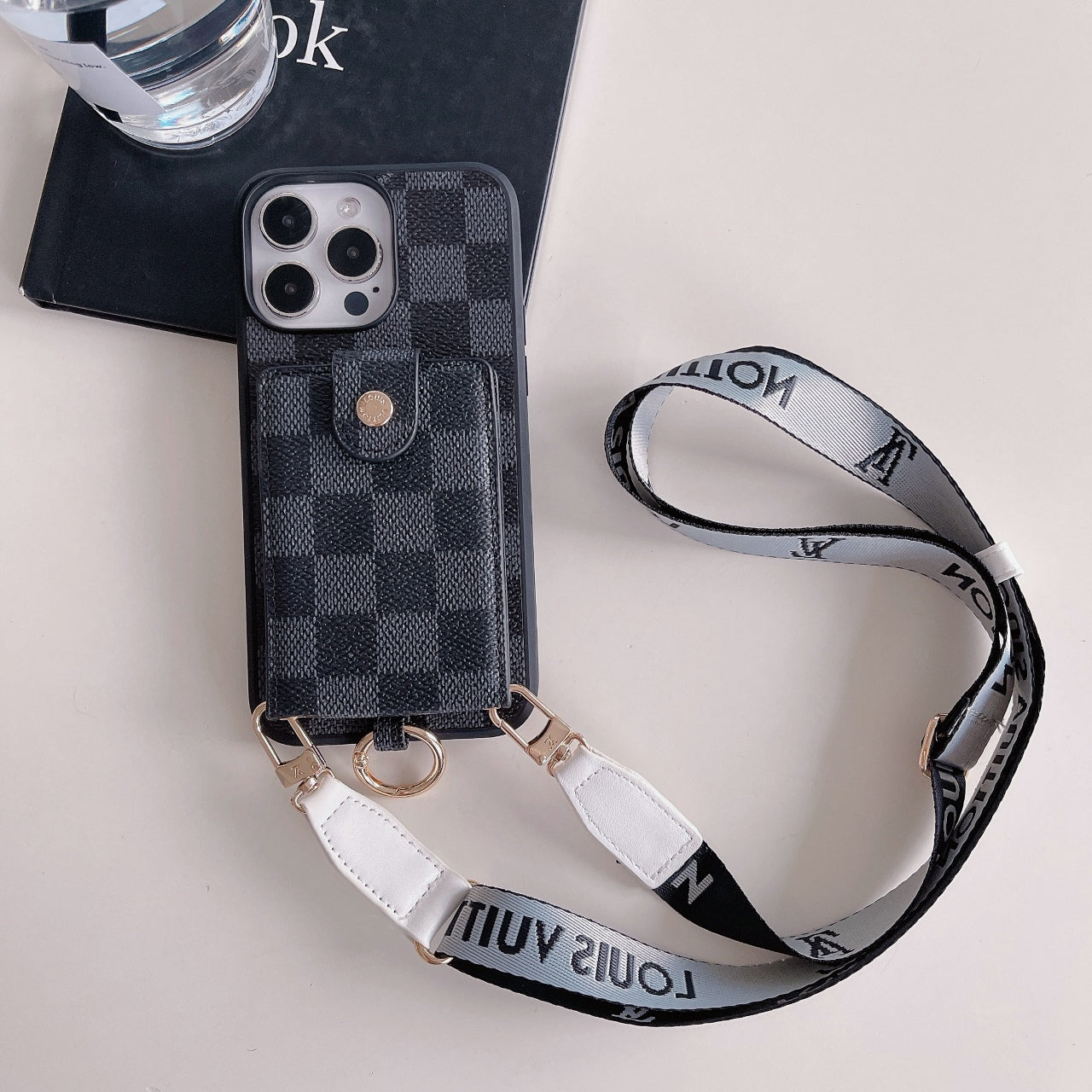 Classic Print Leather Card Crossbody Case
