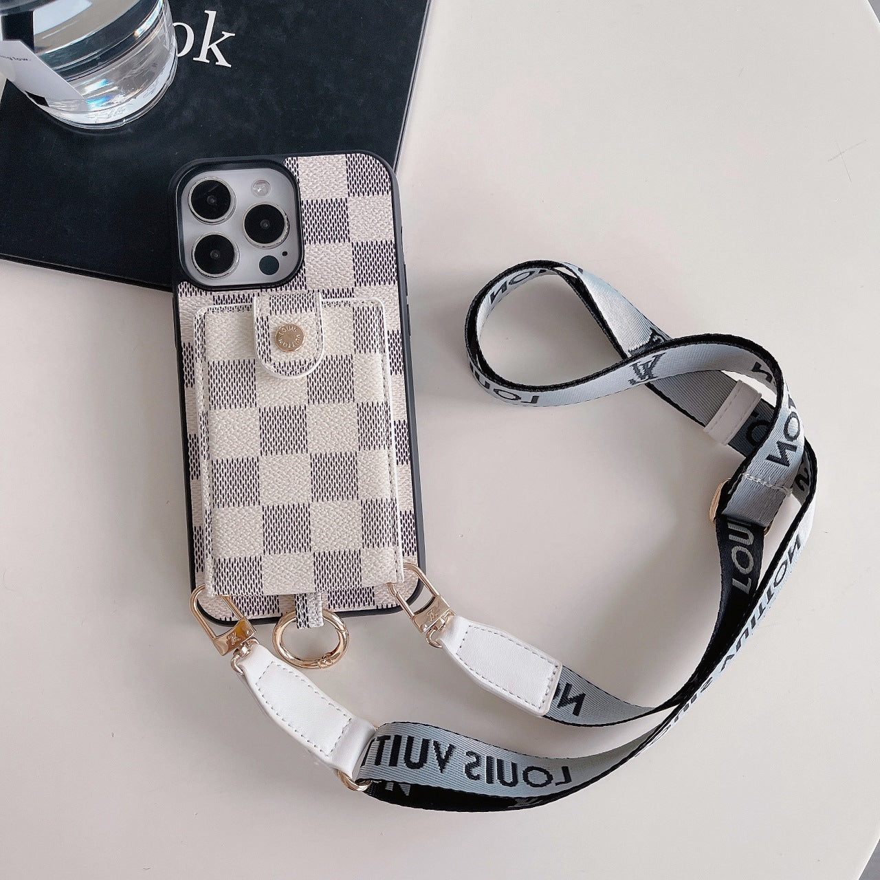 Classic Print Leather Card Crossbody Case