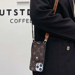 Classic Print Leather Card Crossbody Case