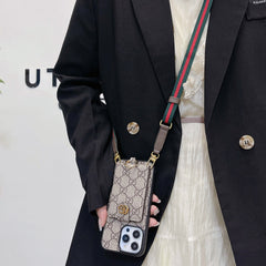 Classic Print Leather Card Crossbody Case