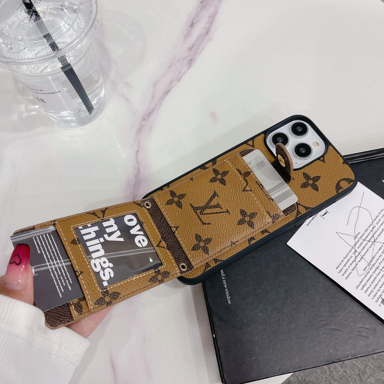 Classic Print Leather Card Crossbody Case