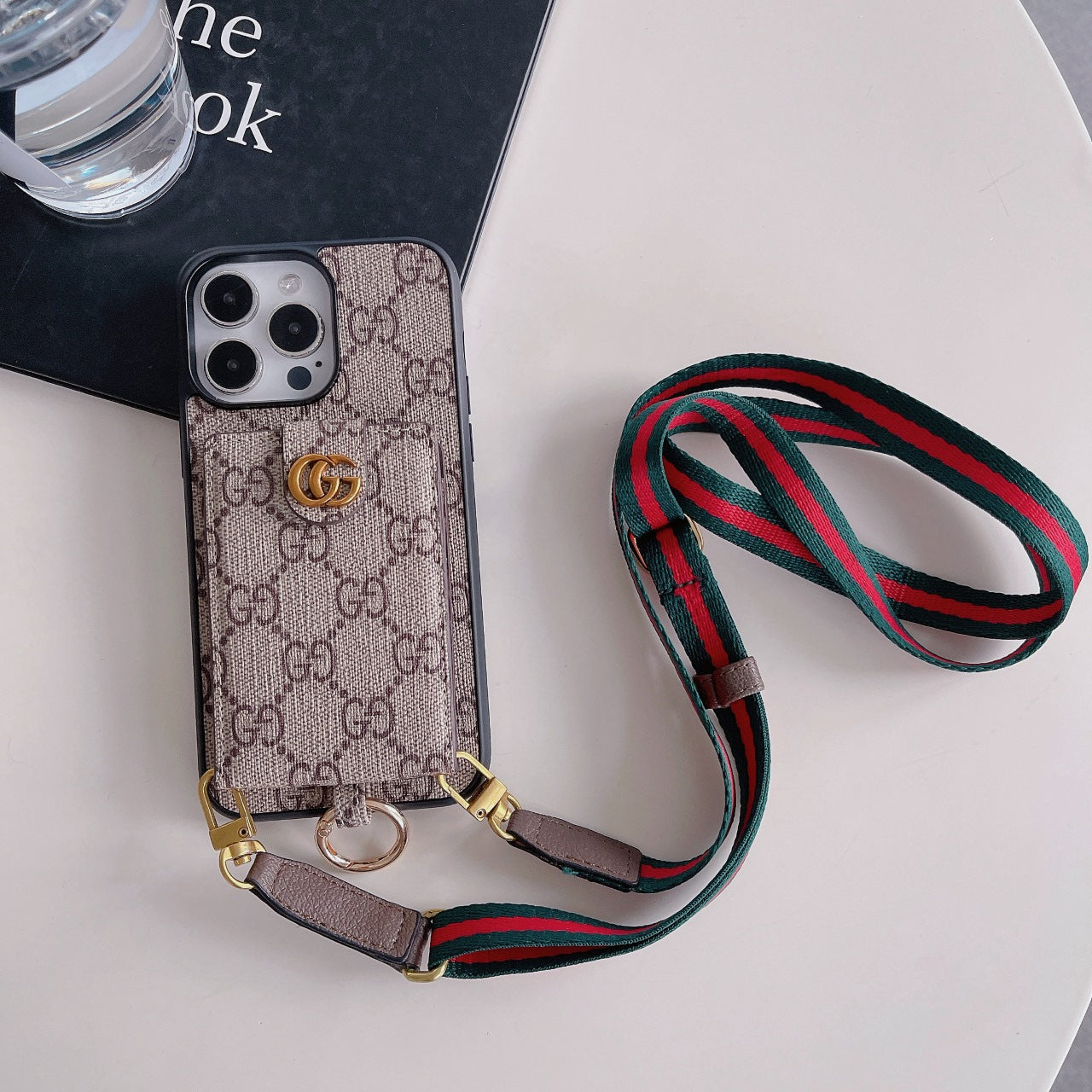 Classic Print Leather Card Crossbody Case