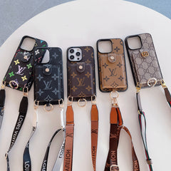 Classic Print Leather Card Crossbody Case