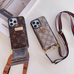 Classic Print Leather Card Crossbody Case