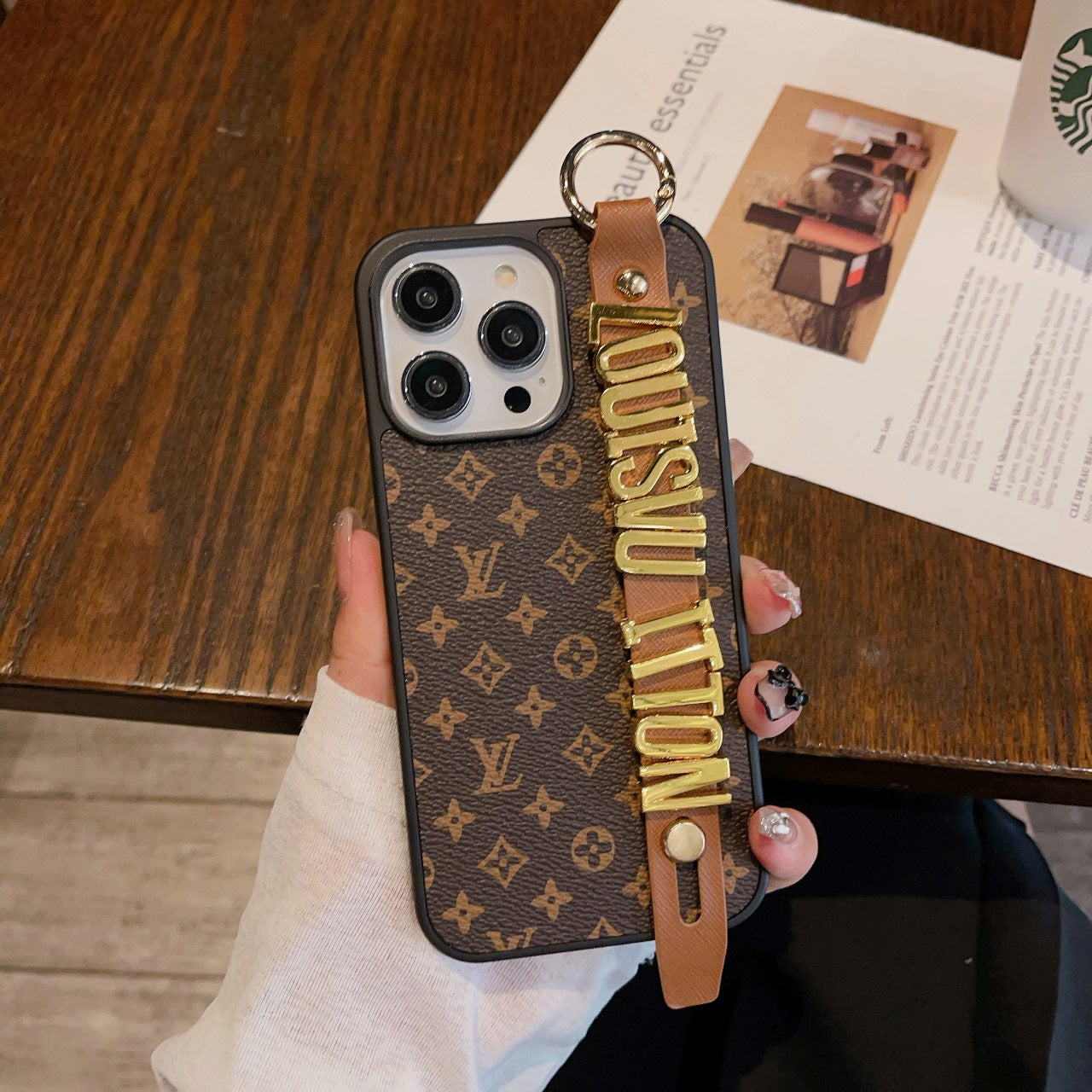 Metal Letters Wristband Leather Case