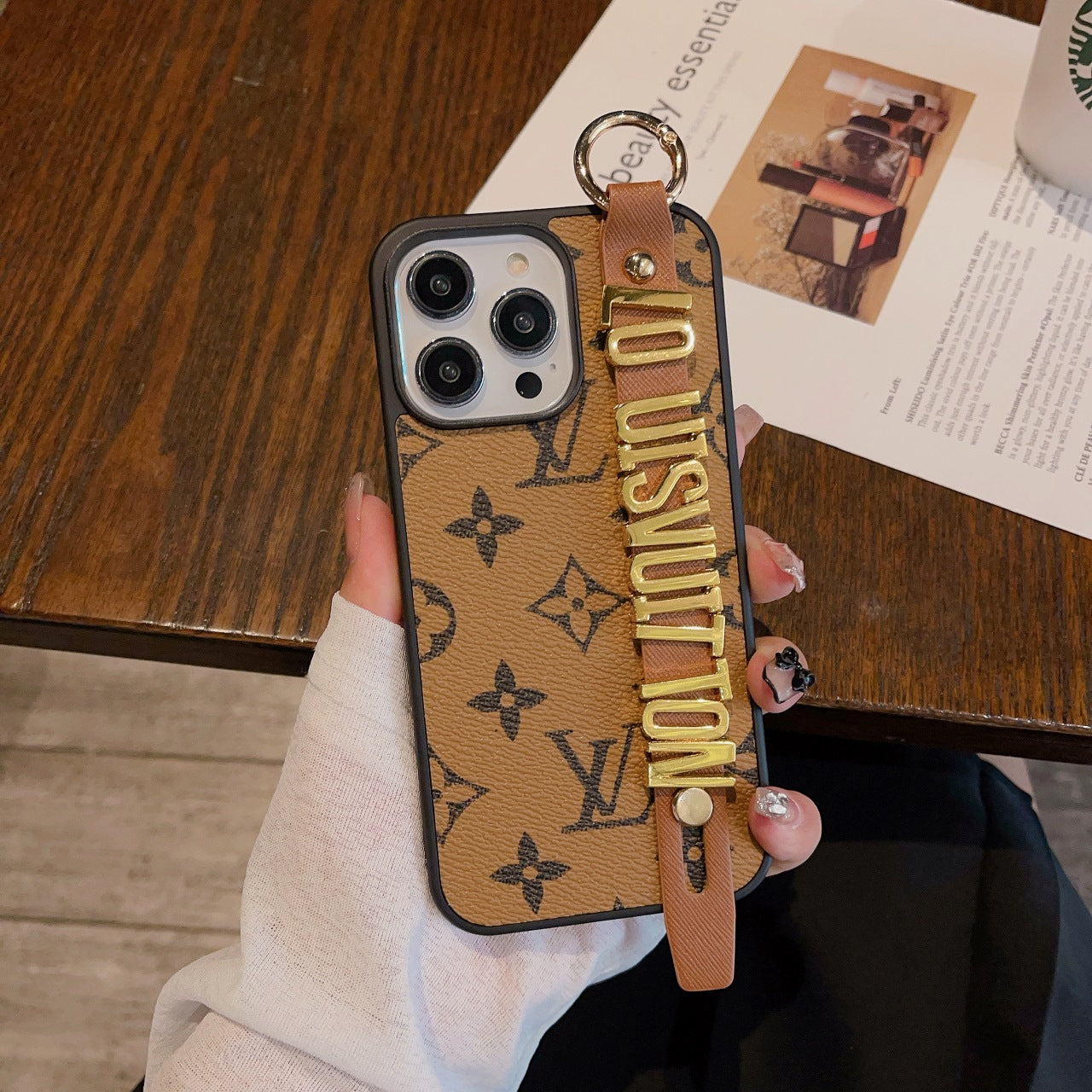 Metal Letters Wristband Leather Case