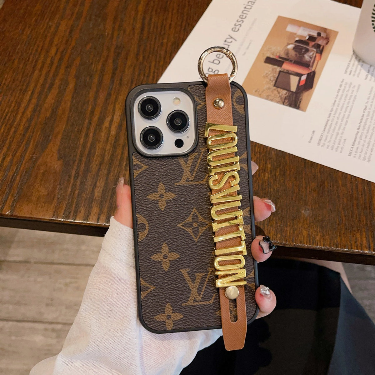 Metal Letters Wristband Leather Case