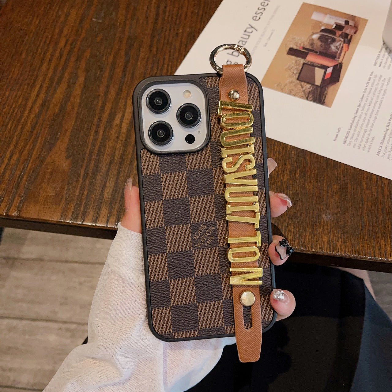 Metal Letters Wristband Leather Case