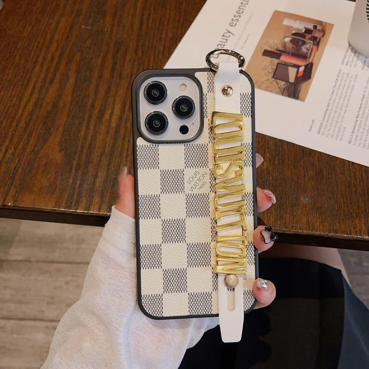 Metal Letters Wristband Leather Case