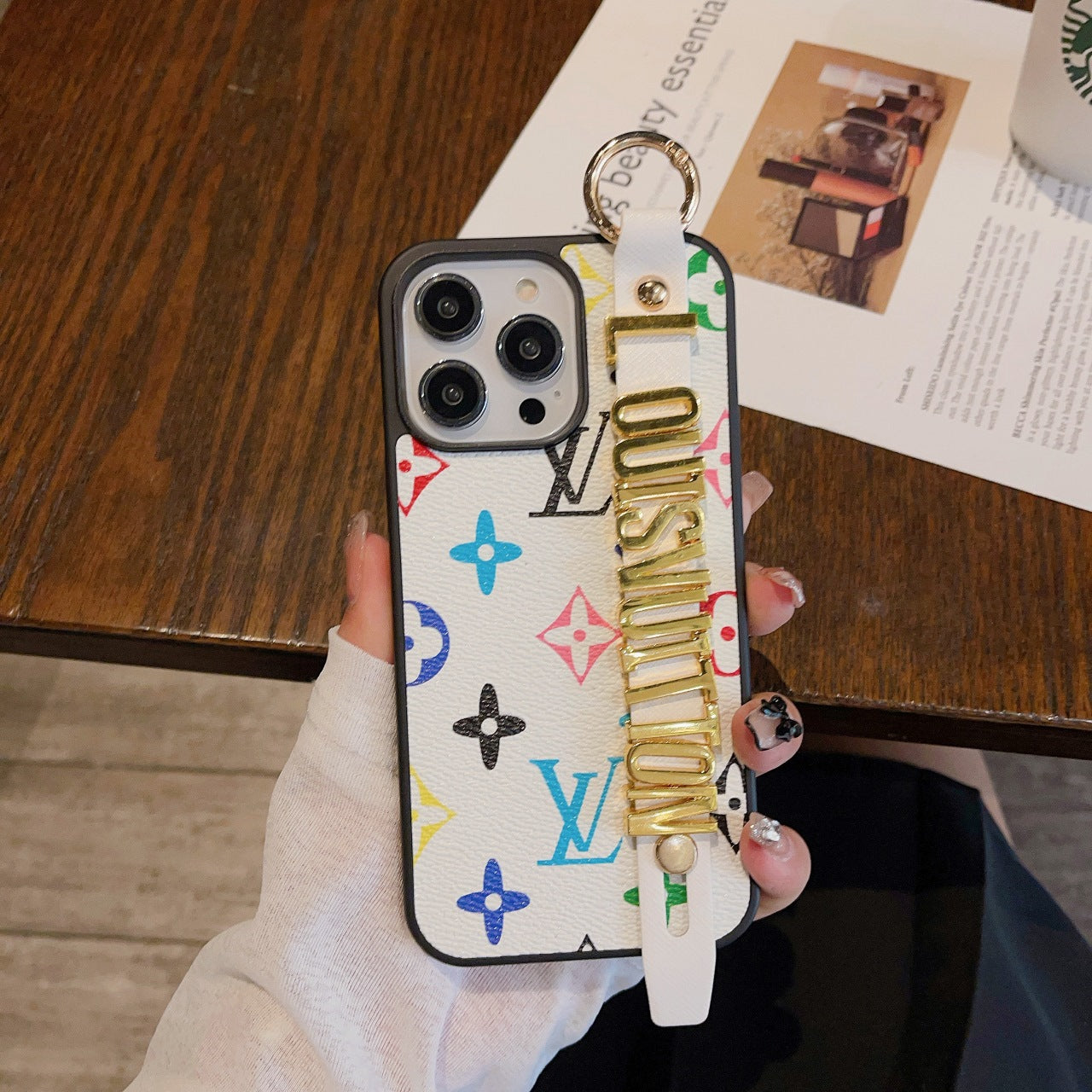 Metal Letters Wristband Leather Case