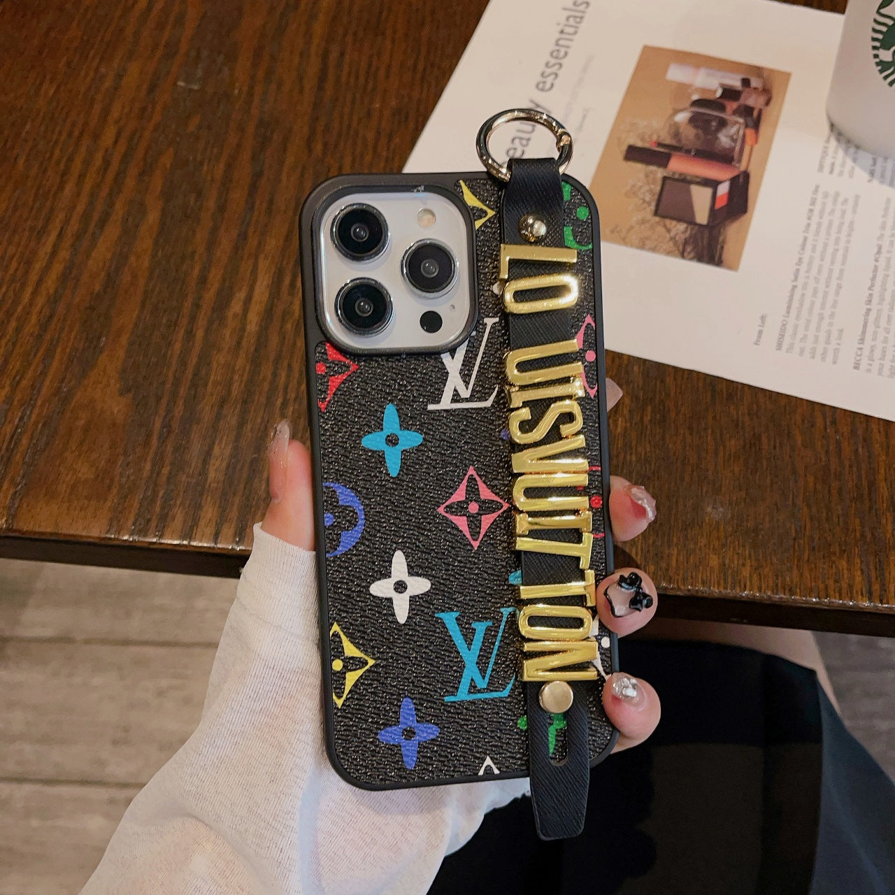 Metal Letters Wristband Leather Case