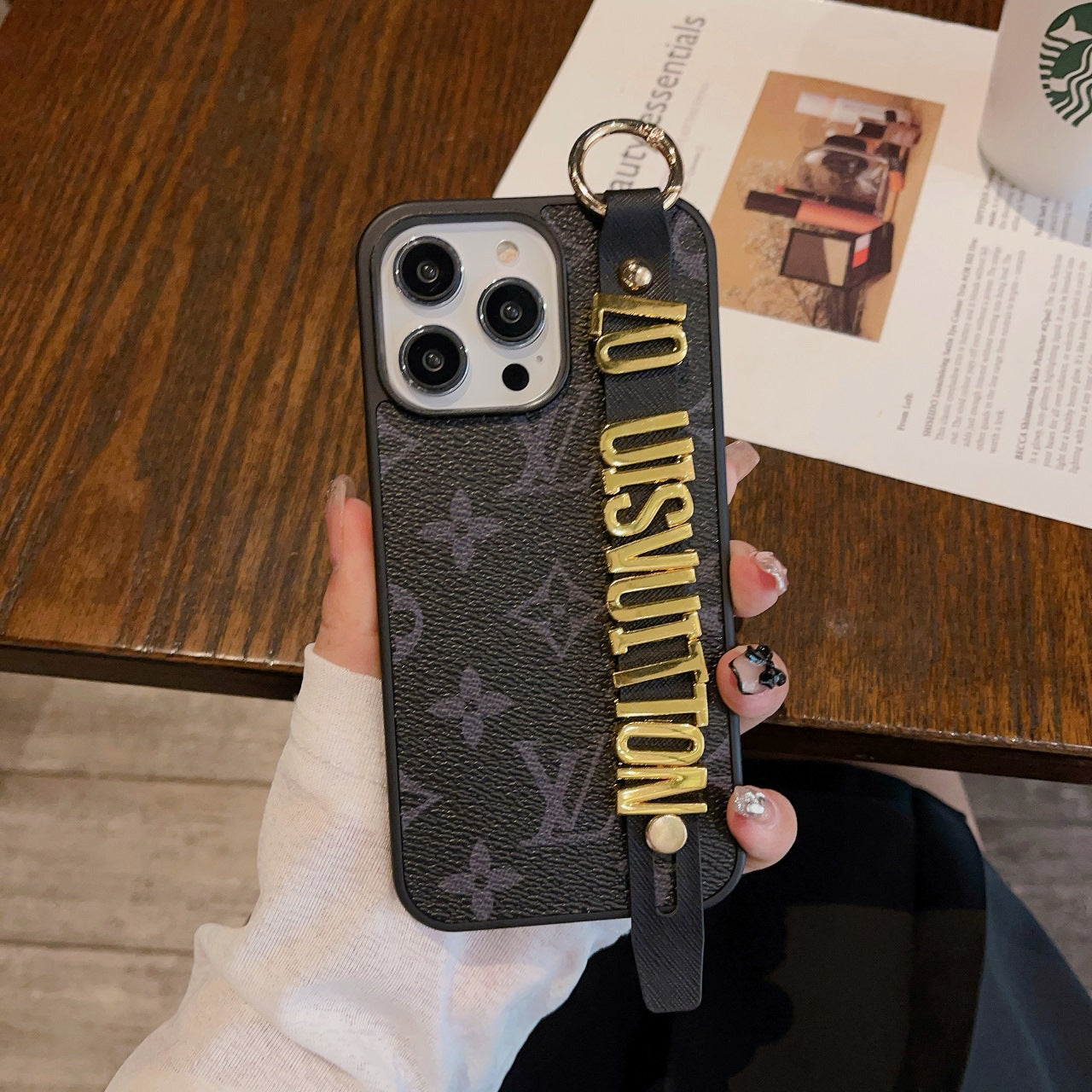 Metal Letters Wristband Leather Case