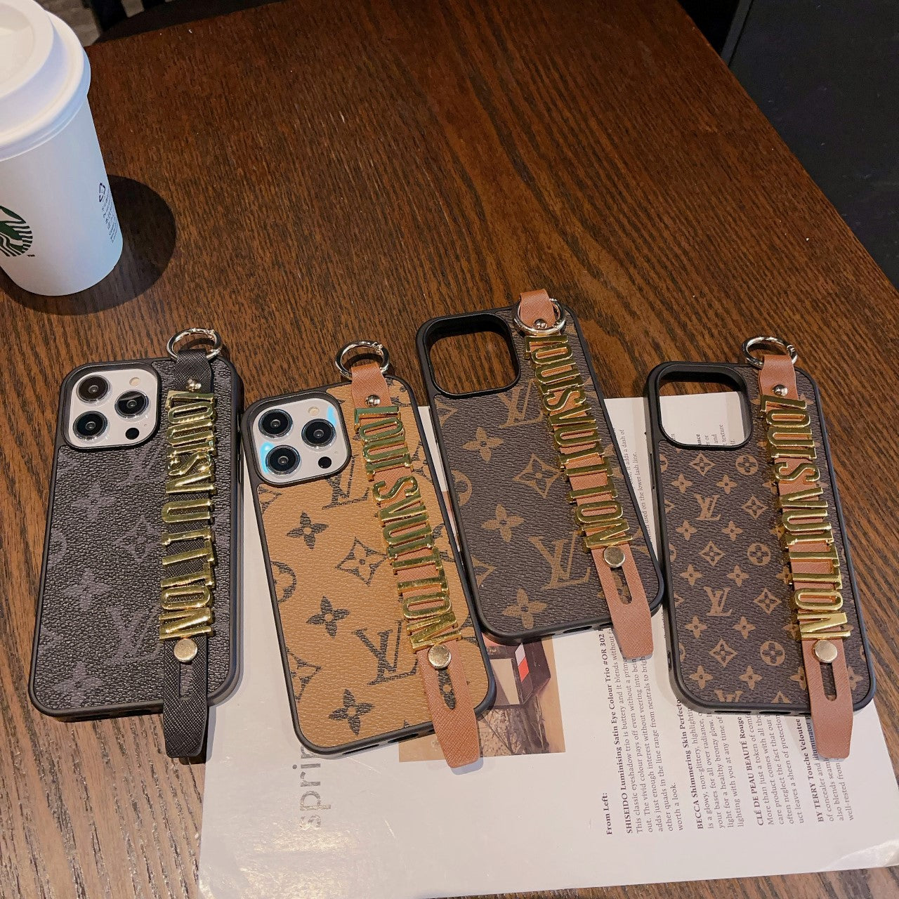 Metal Letters Wristband Leather Case