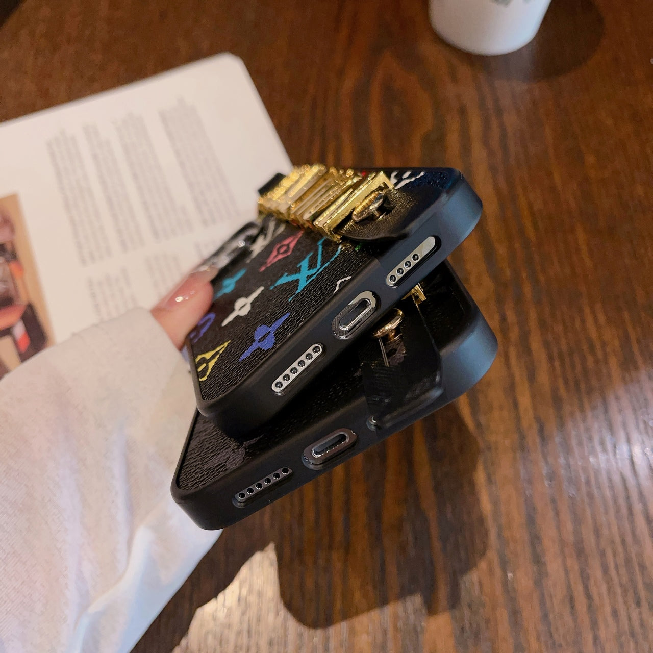 Metal Letters Wristband Leather Case
