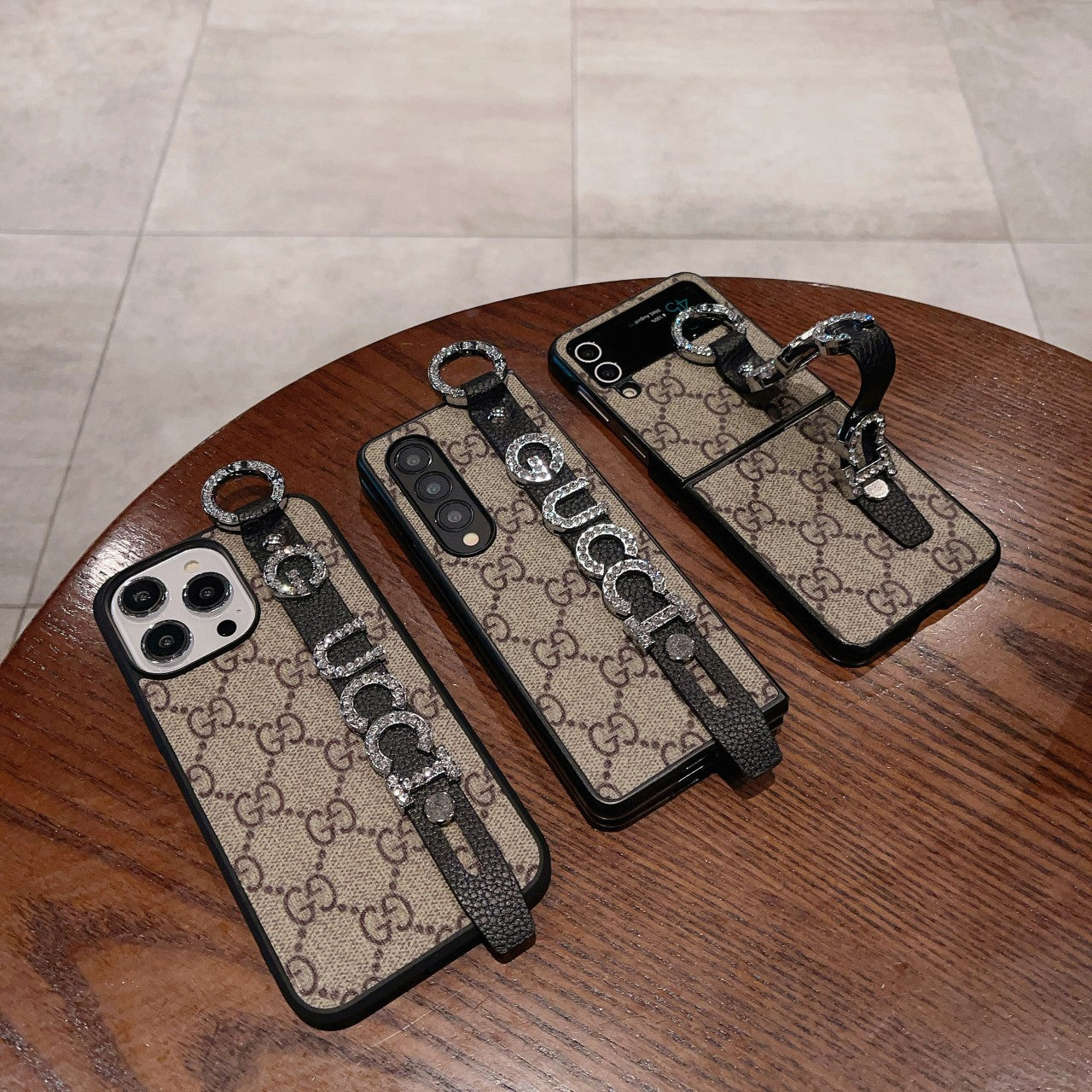 Luxury Rhinestone Letters Wristband iPhone Case