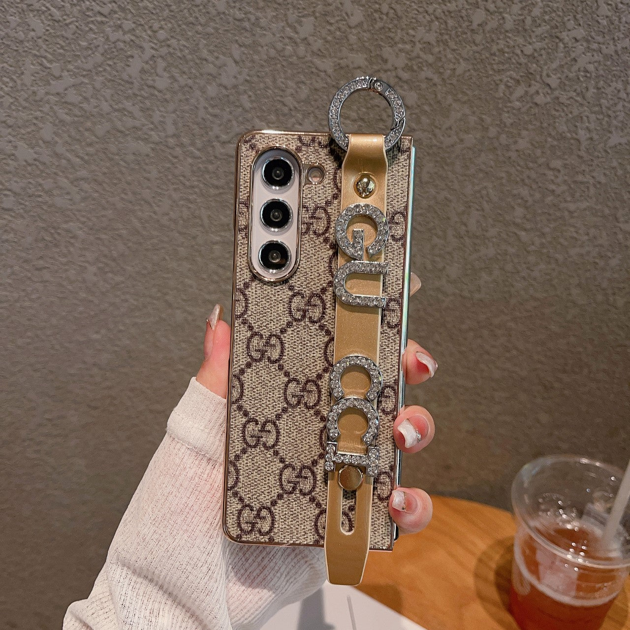 Luxury Rhinestone Letters Wristband Fold Case