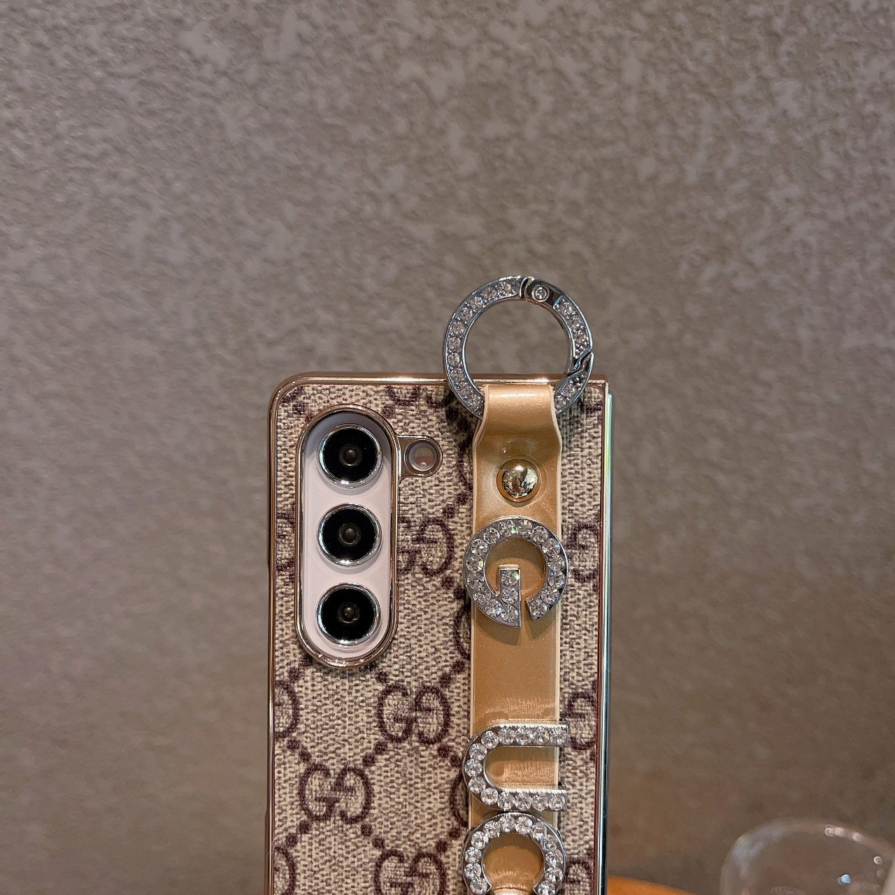 Luxury Rhinestone Letters Wristband Fold Case