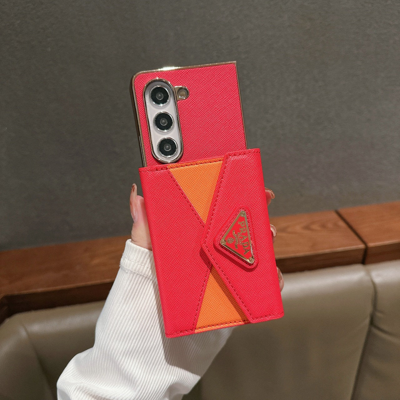 Luxury color matching leather card holder Fold Case