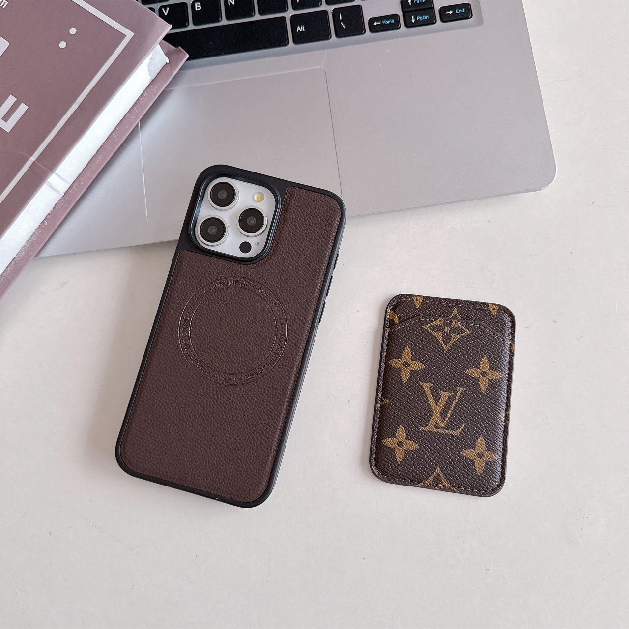 Leather Magnetic Card Holder Case