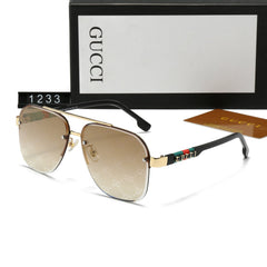 Unisex Double Bridge Letters Metal Sunglasses
