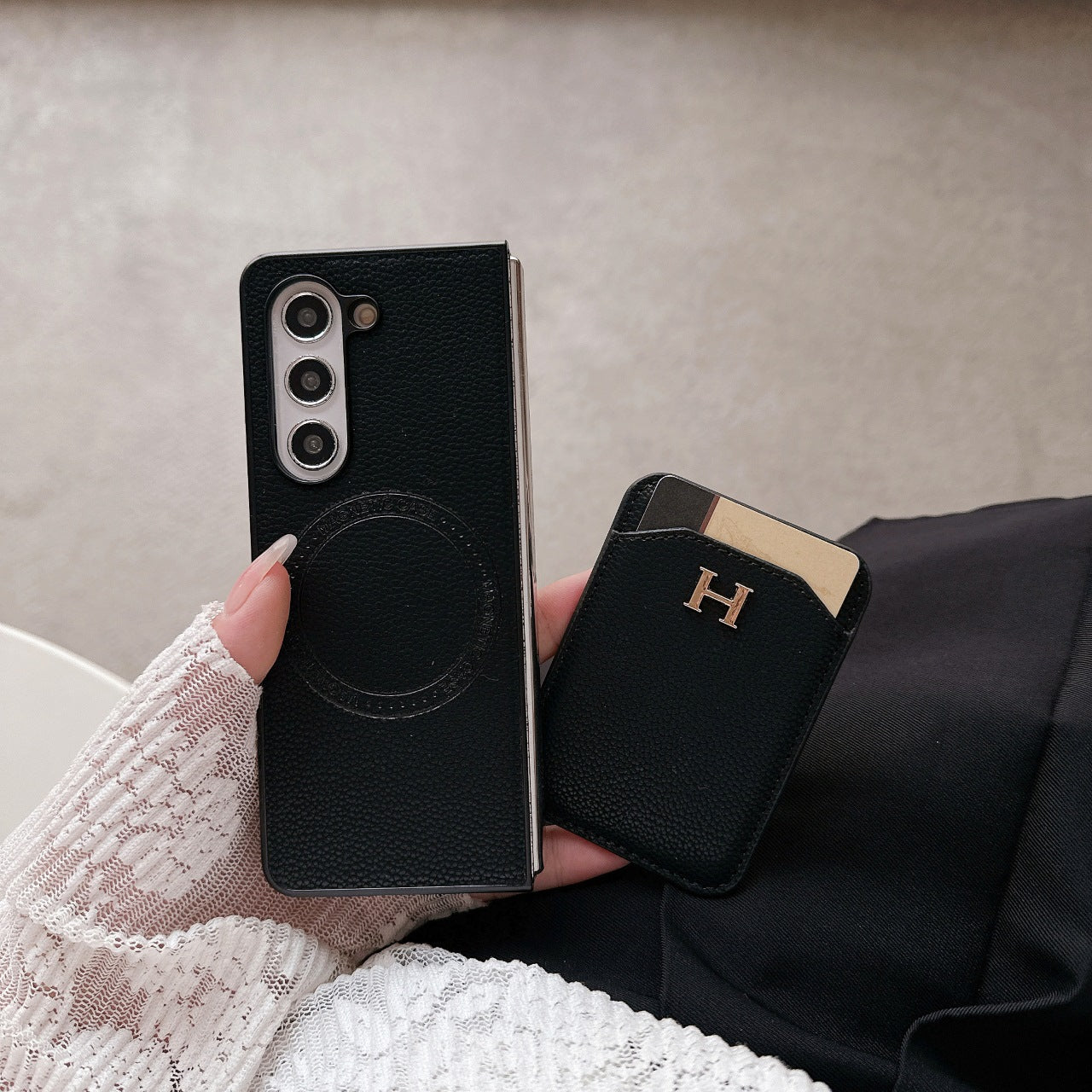 Luxury Litchi Magnetic Leather Fold Case