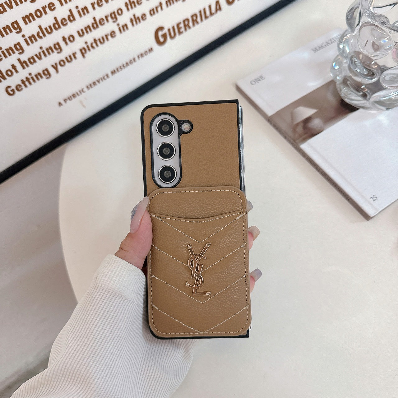 Litchi leather magnetic card holder FOLD CASE