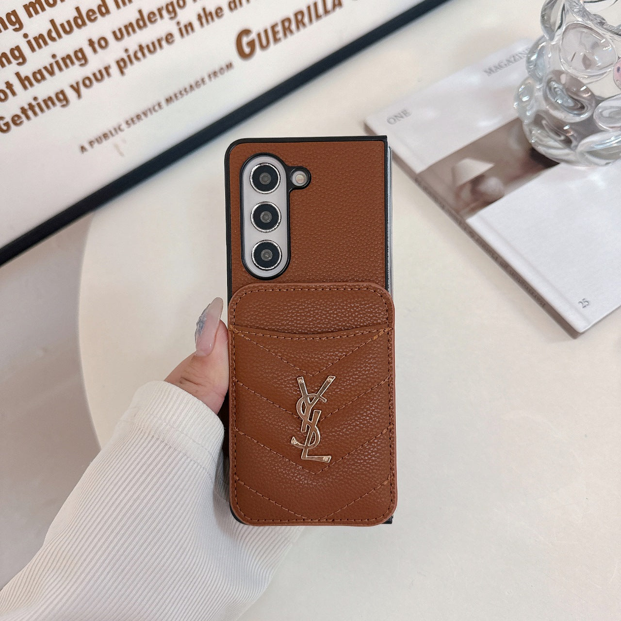 Litchi leather magnetic card holder FOLD CASE