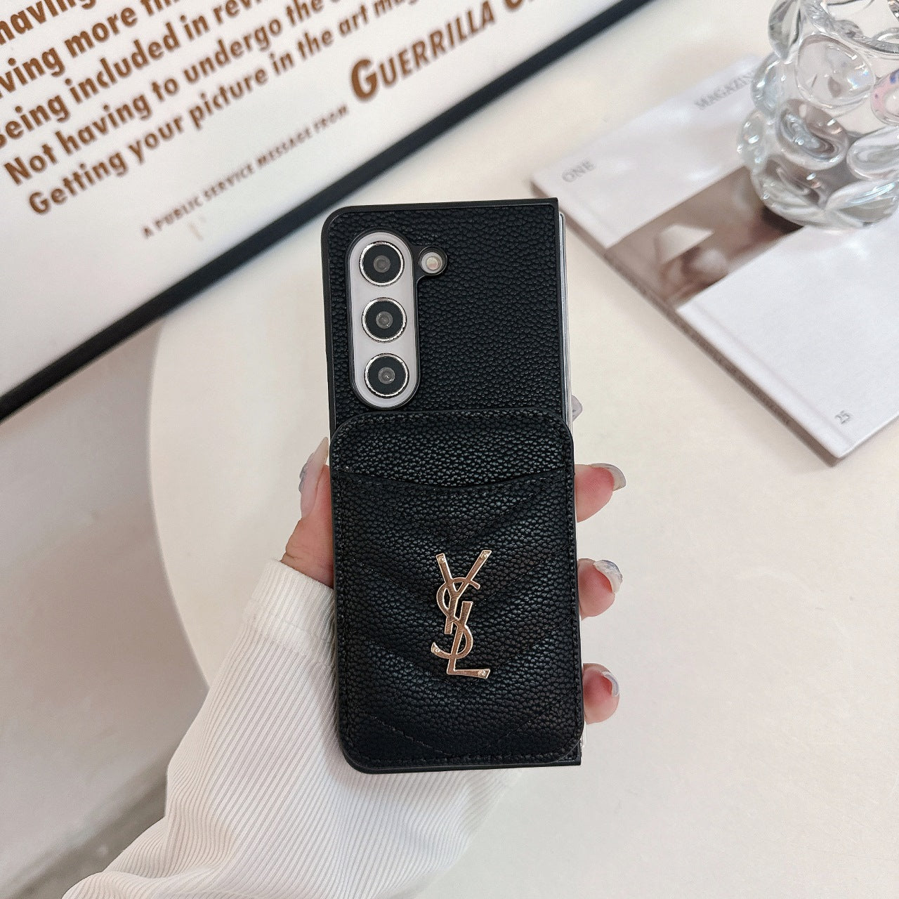 Litchi leather magnetic card holder FOLD CASE