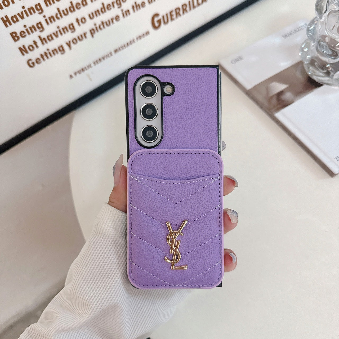 Litchi leather magnetic card holder FOLD CASE
