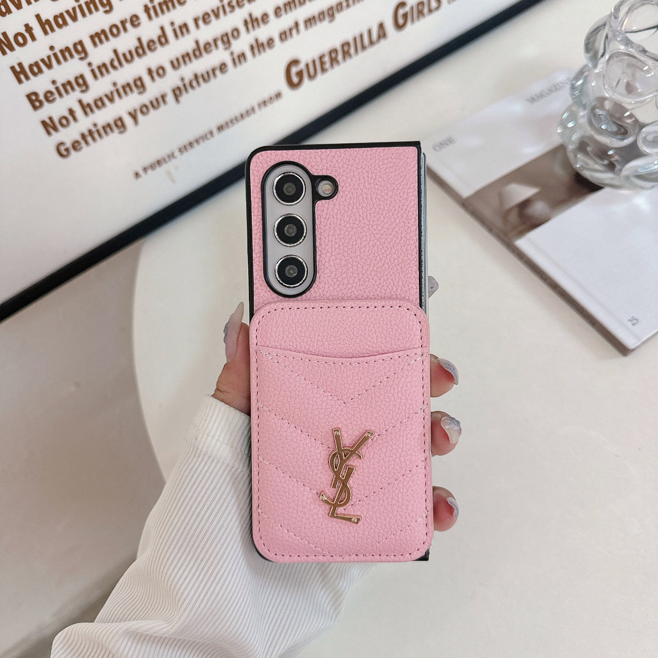 Litchi leather magnetic card holder FOLD CASE