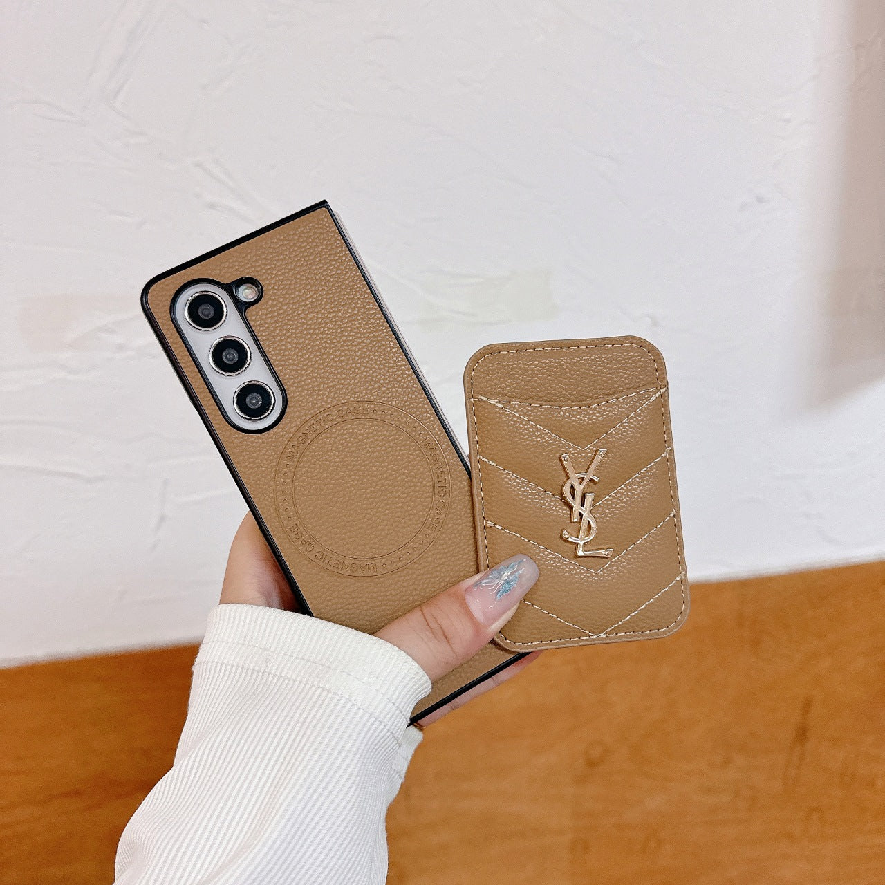 Litchi leather magnetic card holder FOLD CASE