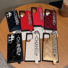 Patent Leather Diamond Letters Wristband Samsung Case