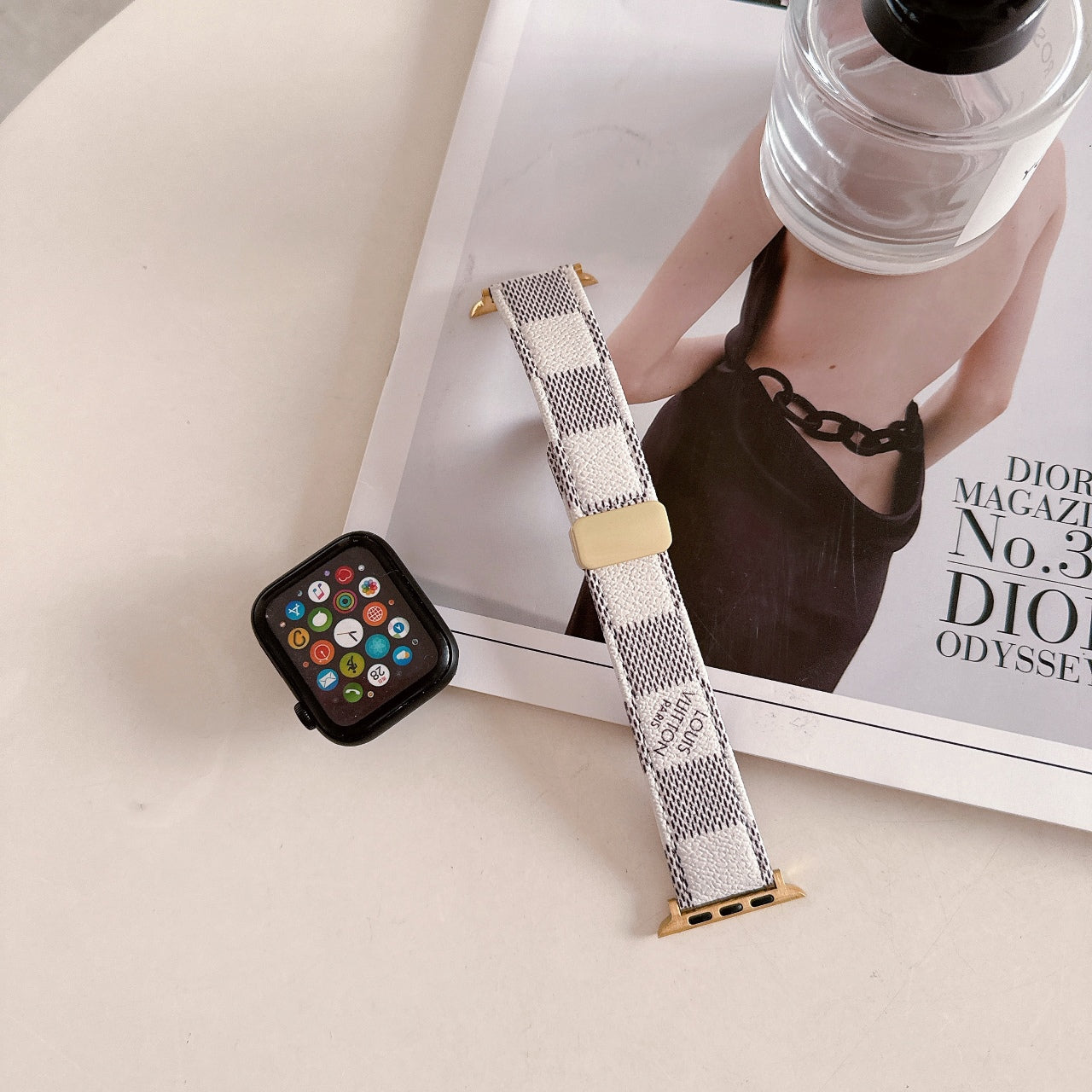Leather Embossed Metal Buckle Strap