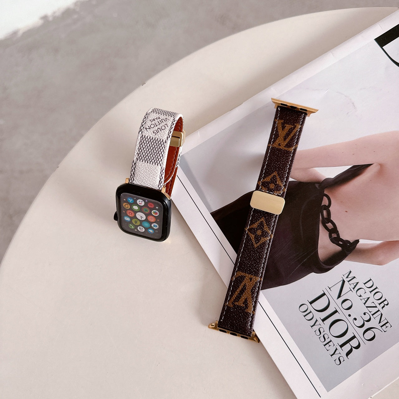 Leather Embossed Metal Buckle Strap