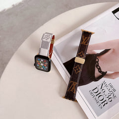 Leather Embossed Metal Buckle Strap