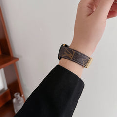 Leather Embossed Metal Buckle Strap